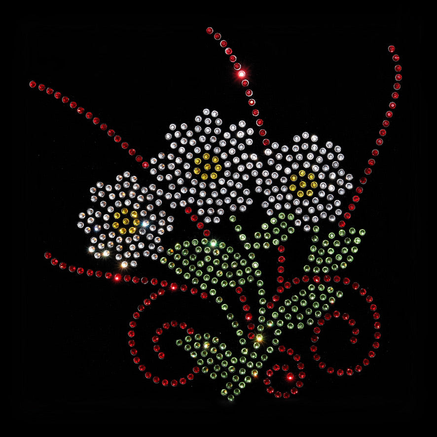 Blombukett Lila/Fuchsia/Crystal AB 17x17 cm