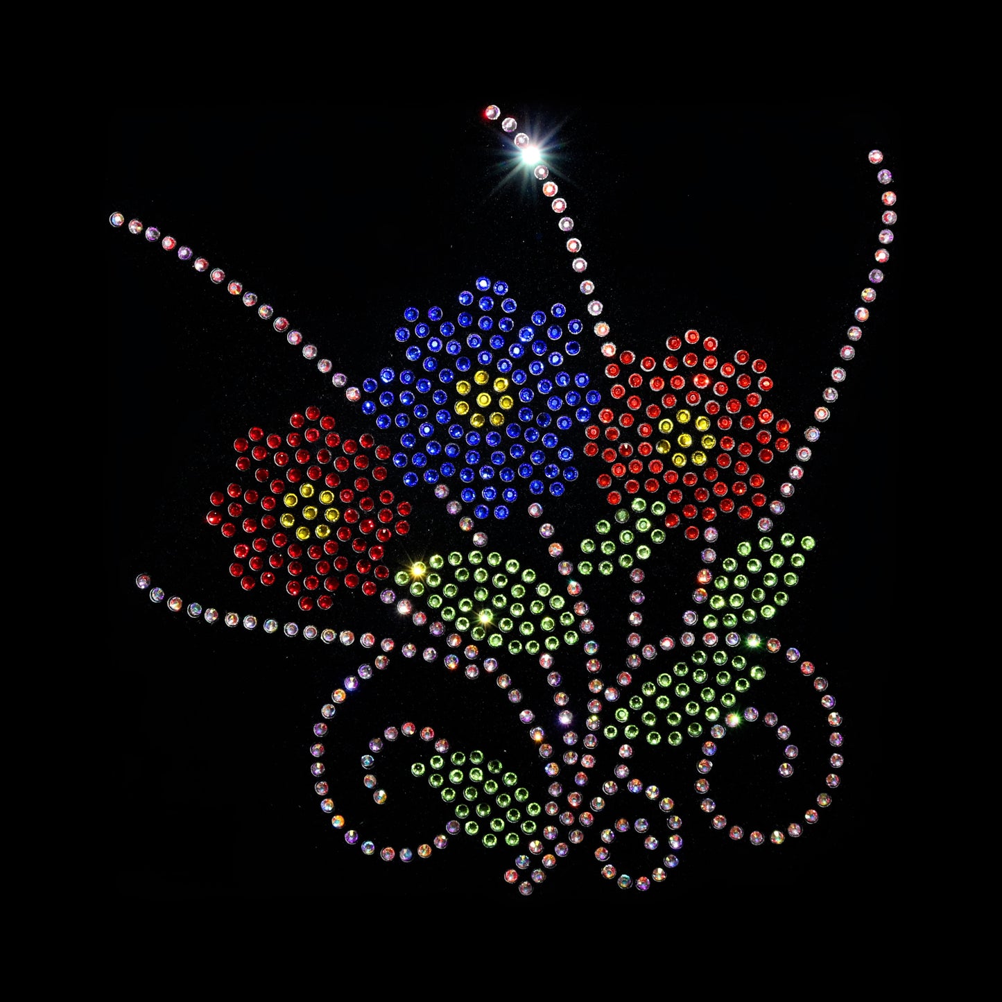 Blombukett Lila/Fuchsia/Crystal AB 17x17 cm
